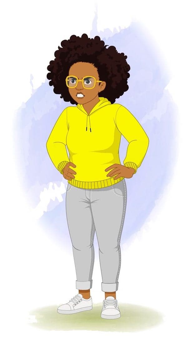 An angry african american woman animated vector cartoon character aka Sofia