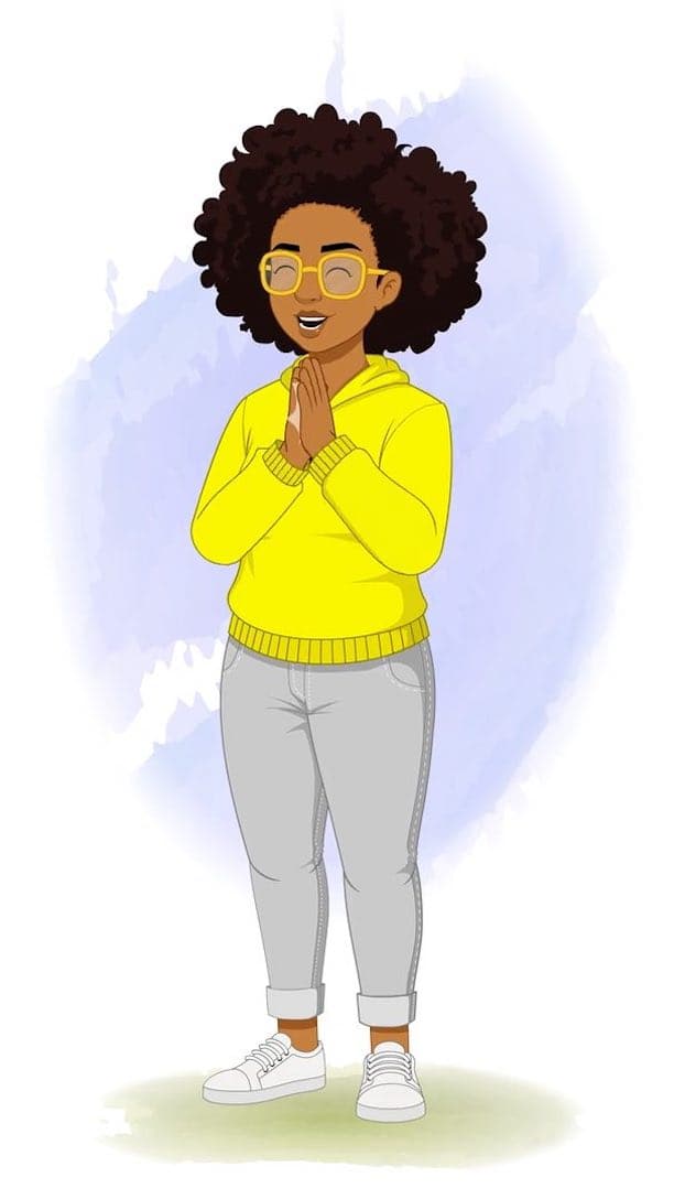 An african american woman clapping animated vector cartoon character aka Sofia