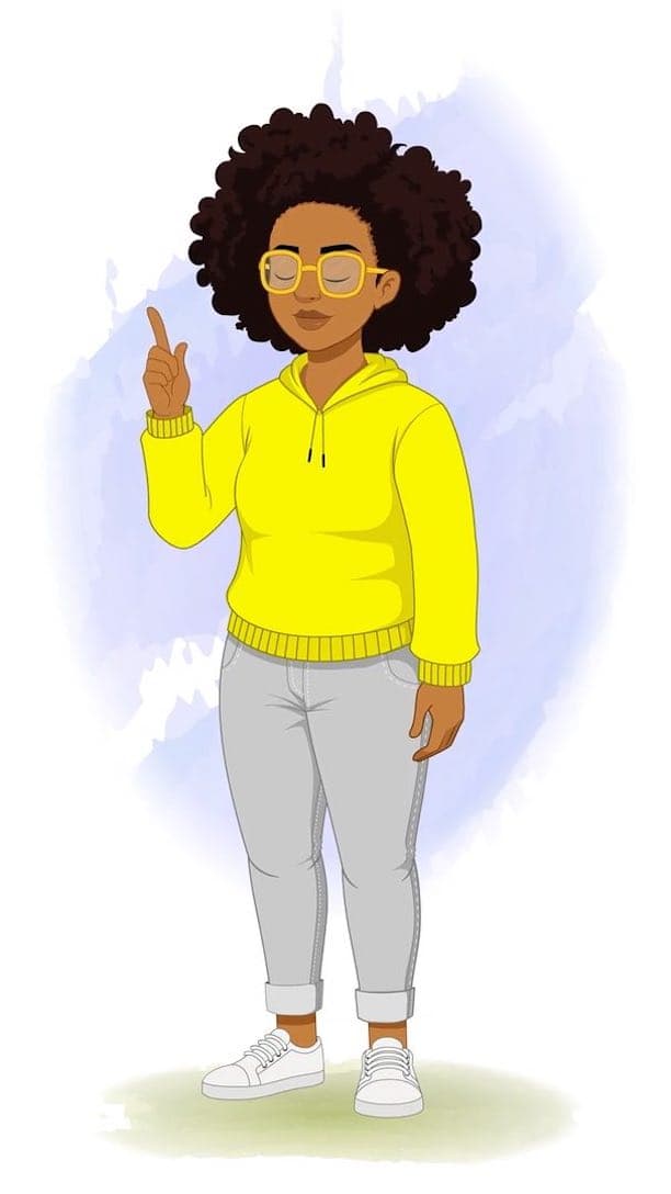 An african american woman saying no animated vector cartoon character aka Sofia