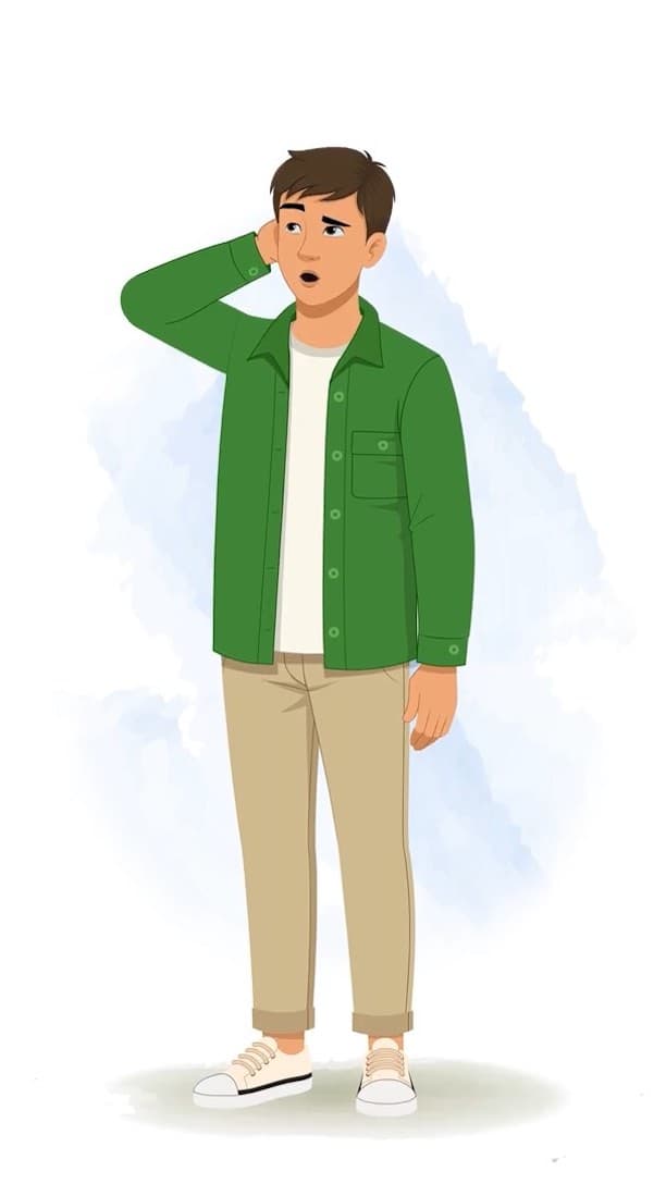 A confused young man animated cartoon character vector AKA Aarav