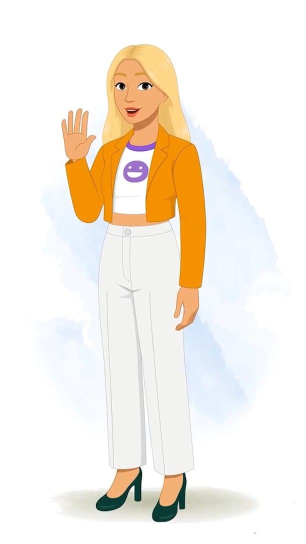 A pretty American woman saying hi animated vector cartoon character AKA Georgia