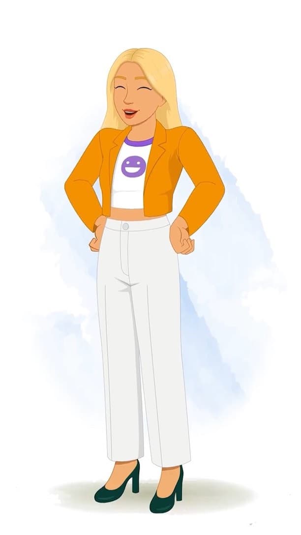 A pretty American woman laughing animated vector cartoon character AKA Georgia