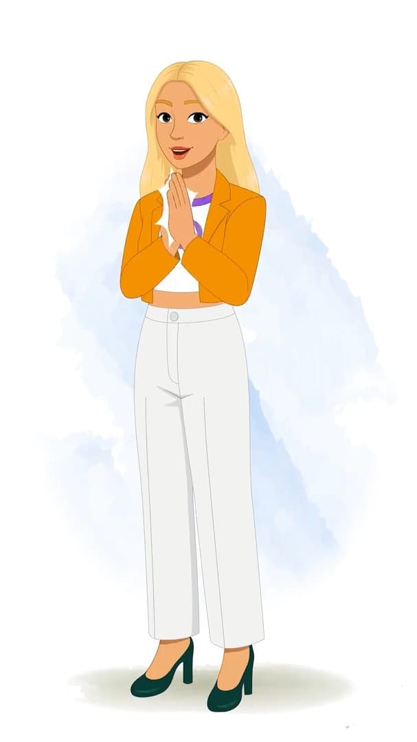 A pretty American woman clapping animated vector cartoon character AKA Georgia