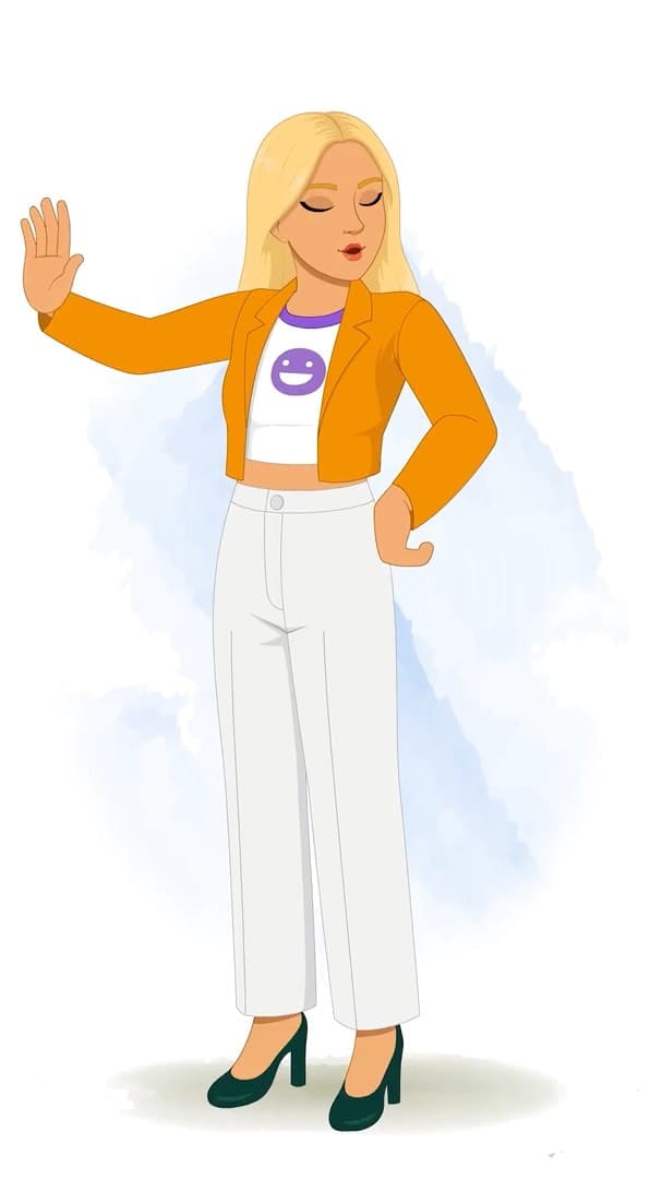 A pretty American woman saying no animated vector cartoon character AKA Georgia