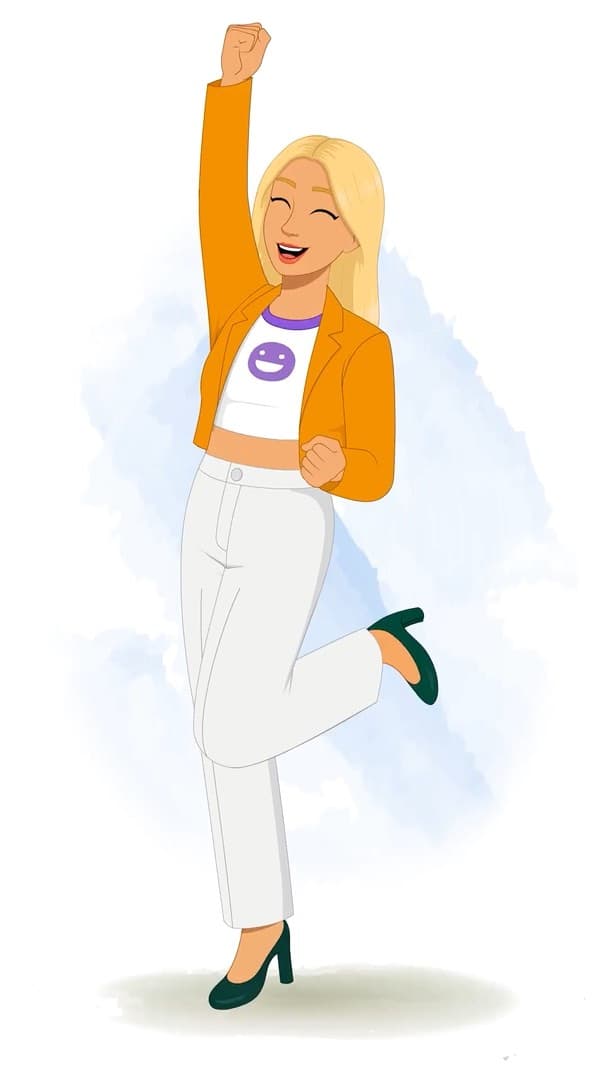 A pretty American woman celebrating animated vector cartoon character AKA Georgia