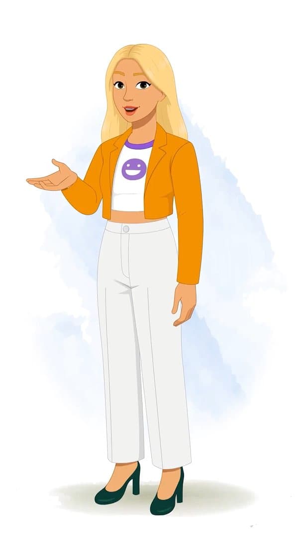 A pretty American woman talking animated vector cartoon character AKA Georgia