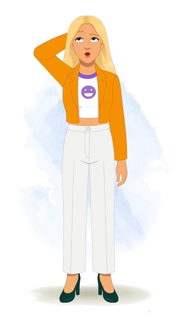 A pretty American confused woman animated character cartoon vector AKA Georgia