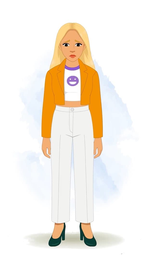 A pretty American sad woman animated vector cartoon character AKA Georgia