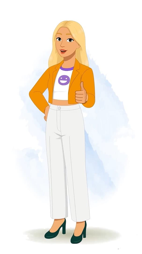 A pretty American woman thumbs up animated vector cartoon character AKA Georgia