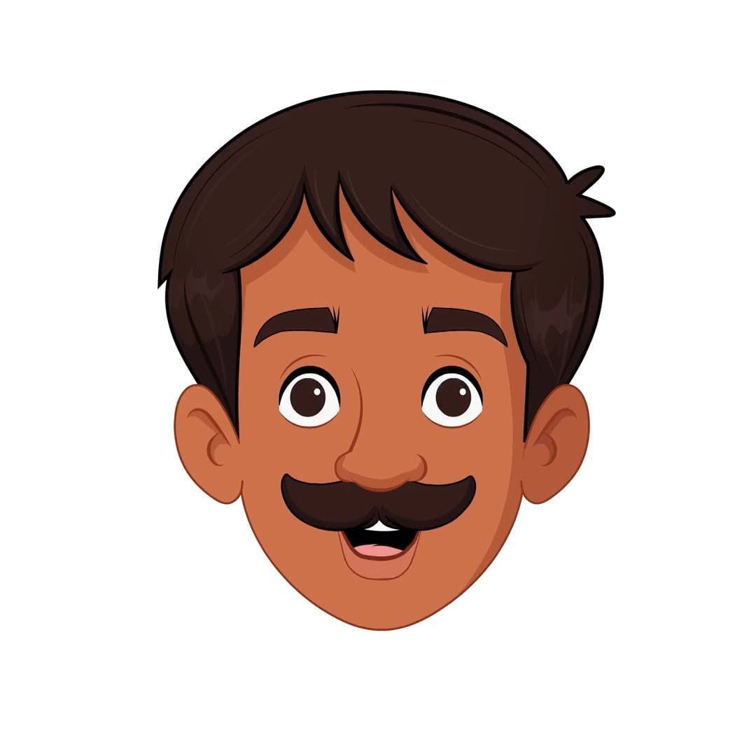 A young Indian village man face expression animated vector cartoon character AKA Kishore Kumar