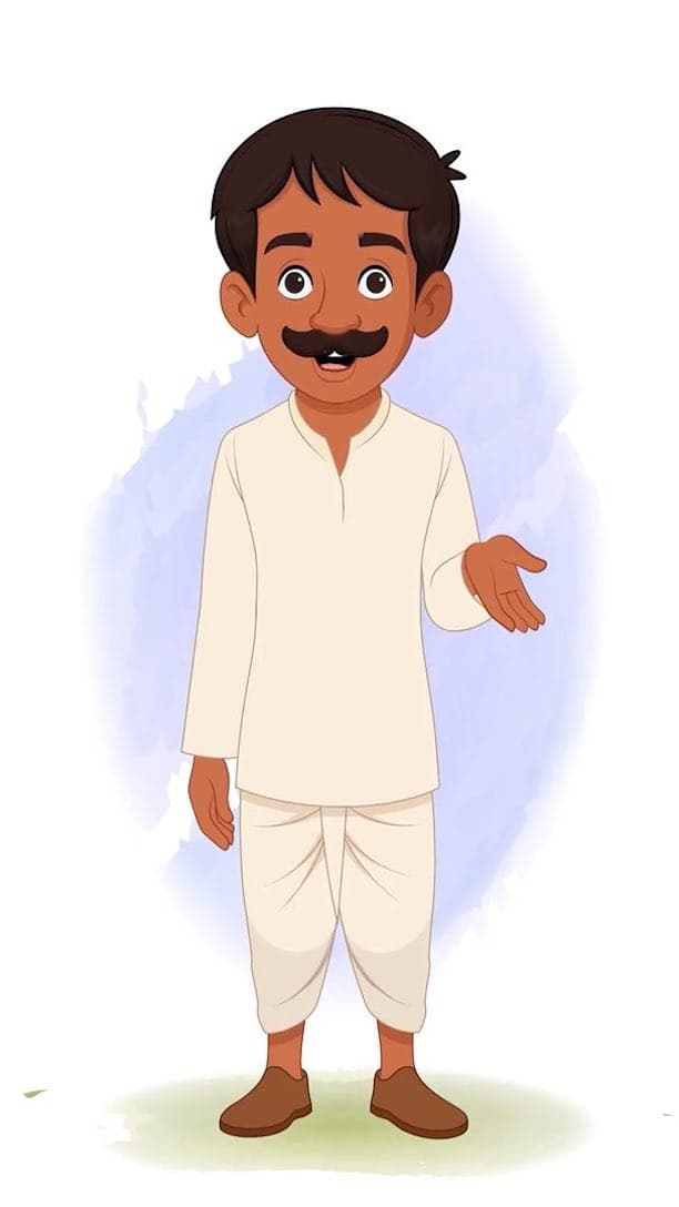 A young Indian village man talking animated vector cartoon character AKA Kishore Kumar