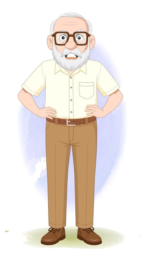 An angry old man animated vector cartoon character AKA Tom