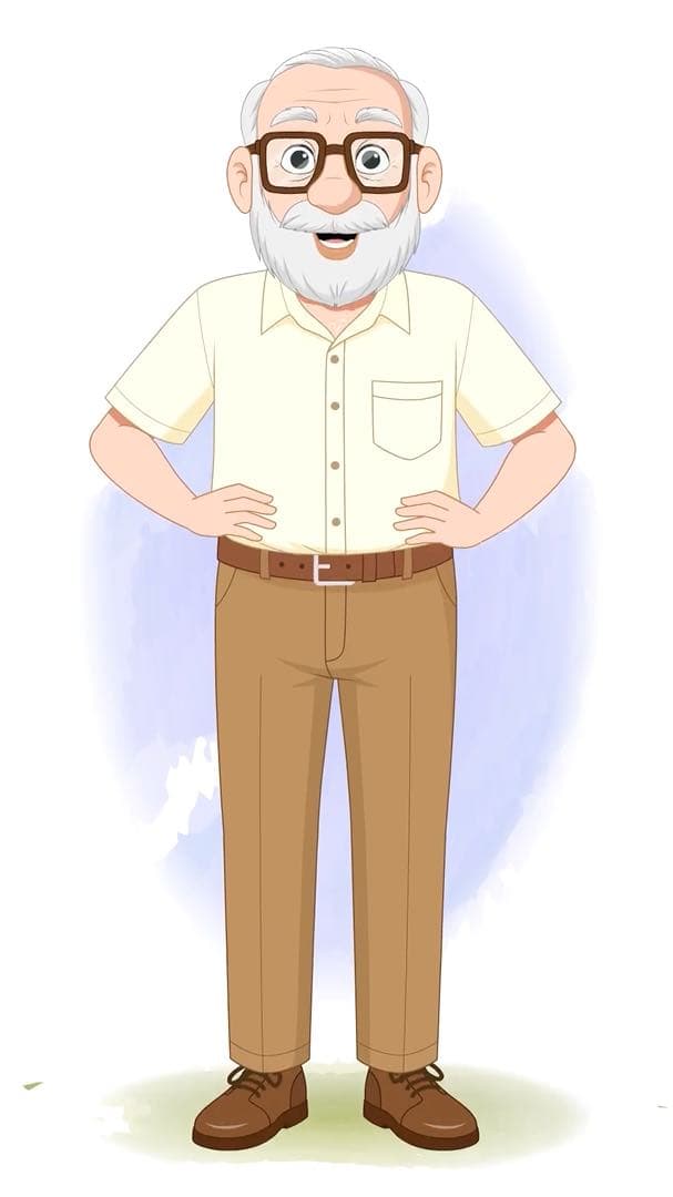 An old man laughing animated vector cartoon character AKA Tom
