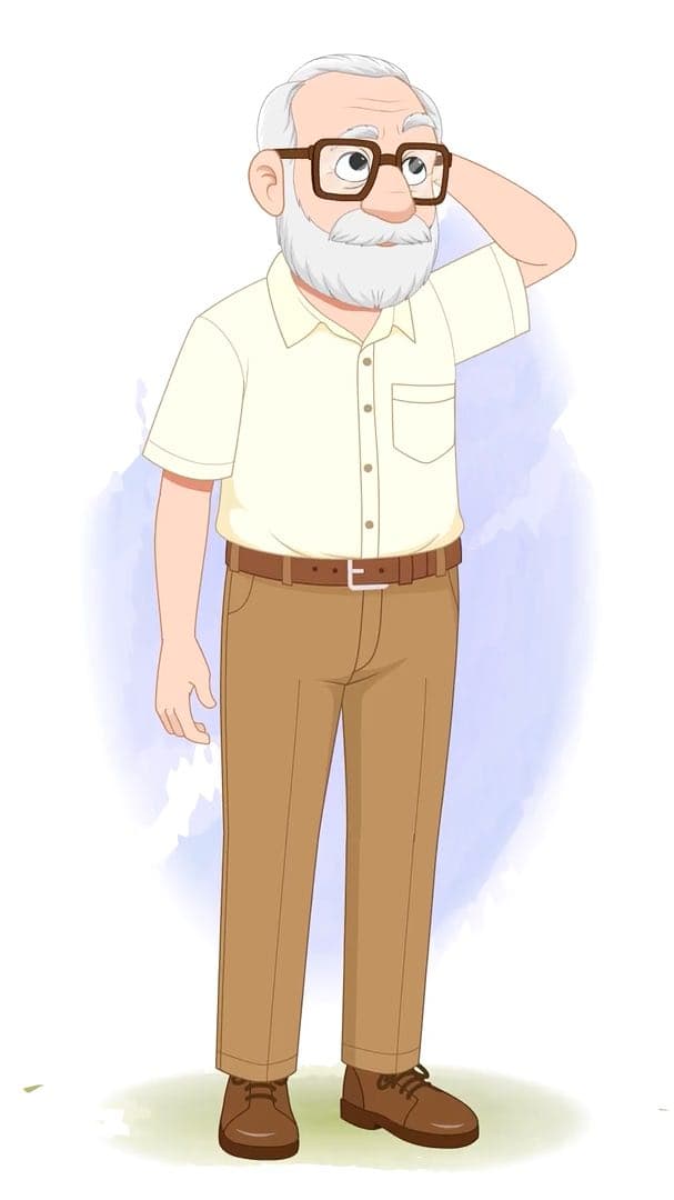 A confused old man animated character cartoon vector AKA Tom