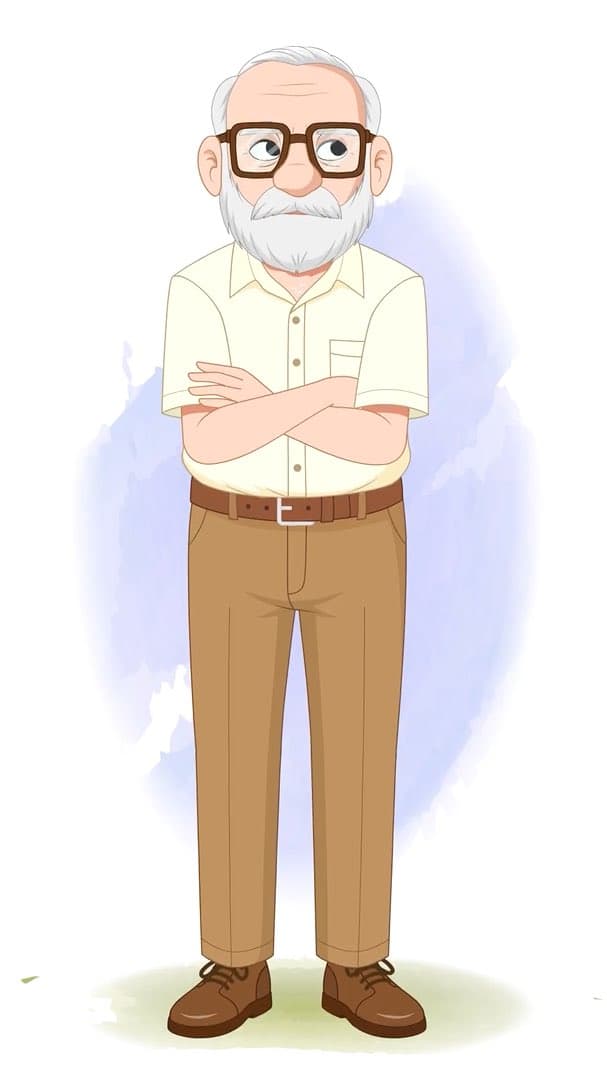An old annoyed man animated character cartoon vector AKA Tom