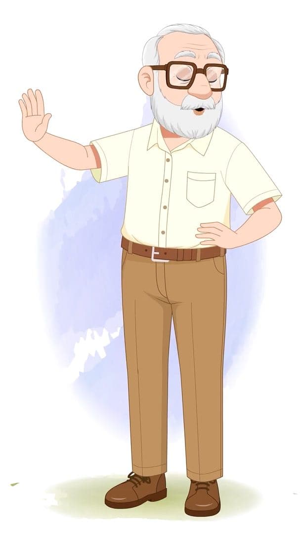 An old man saying no animated vector cartoon character AKA Tom