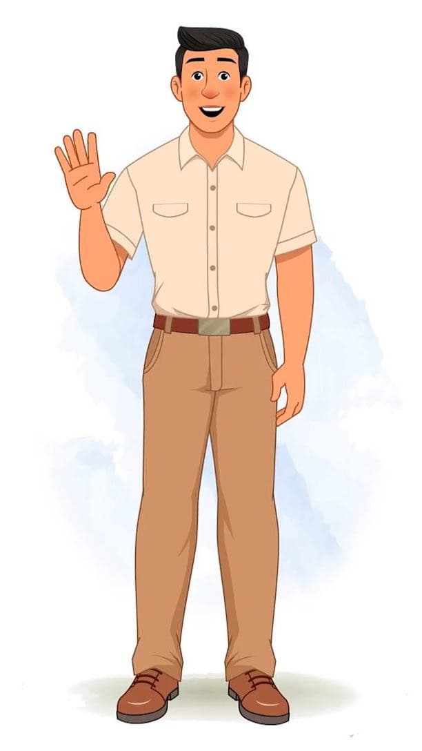 A casual office guy saying hi animated vector cartoon character AKA Peter