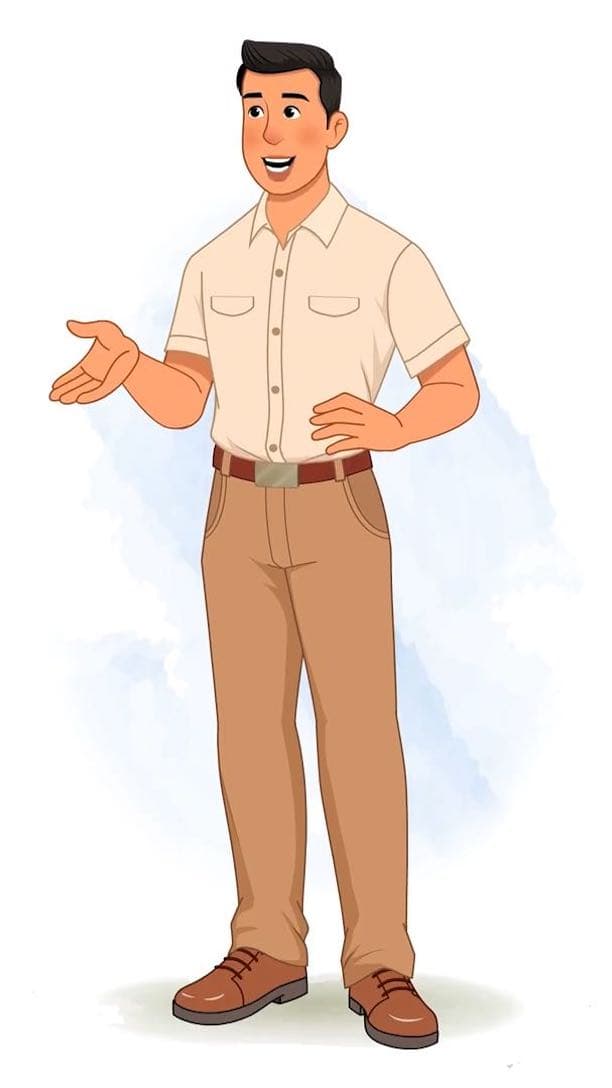 A casual office guy talking animated vector cartoon character AKA Peter