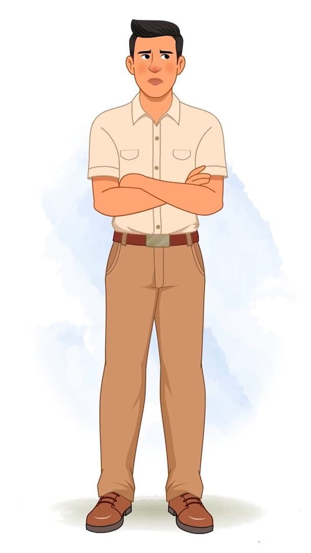 A casual annoyed office guy animated vector cartoon character AKA Peter