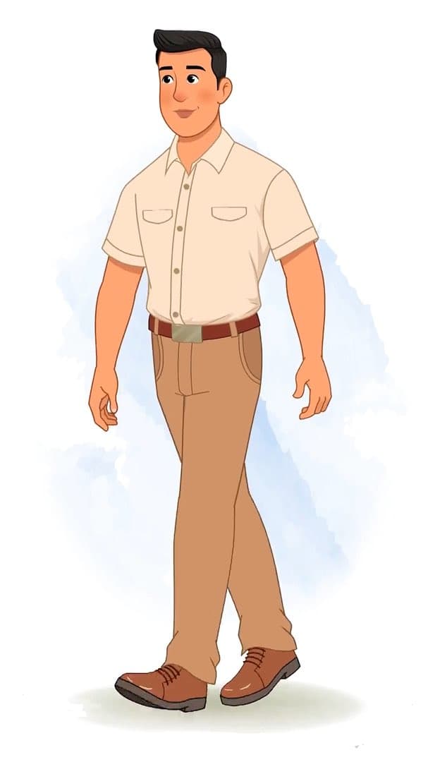 A casual office guy walking animated vector cartoon character AKA Peter