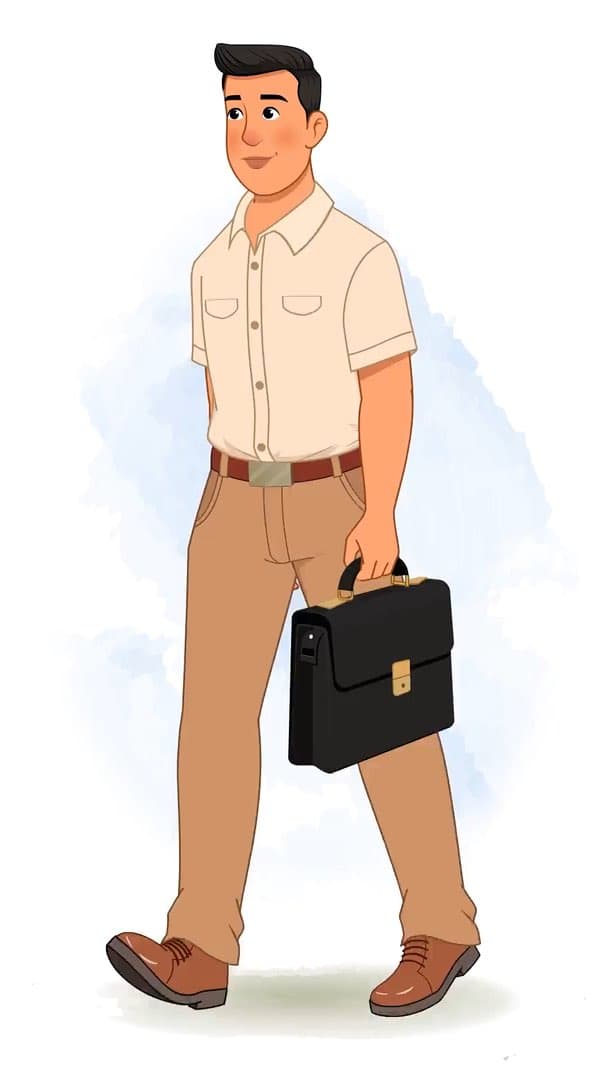 A casual office guy going to office animated vector cartoon character AKA Peter
