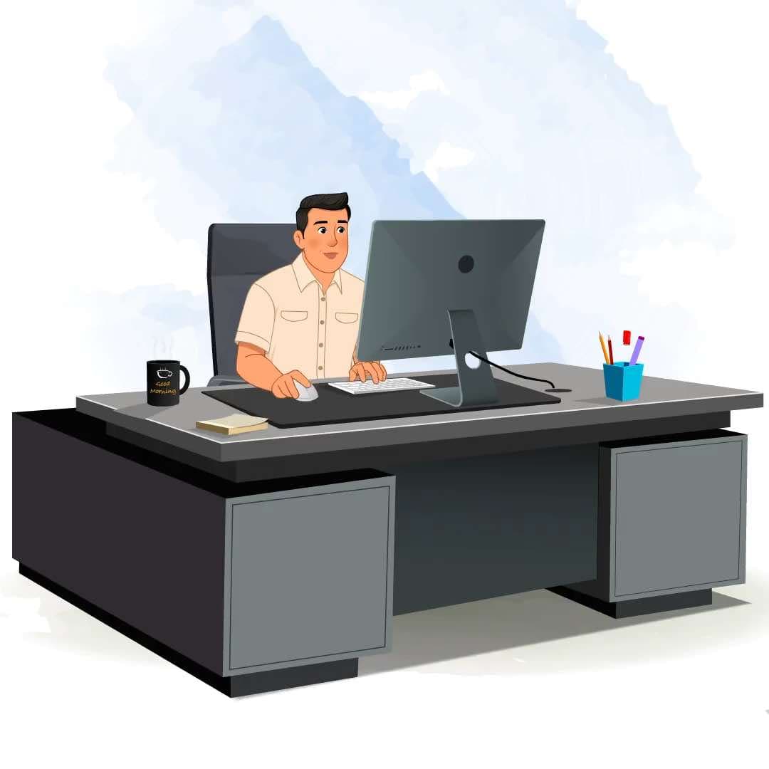 A casual office guy working animated vector cartoon character AKA Peter