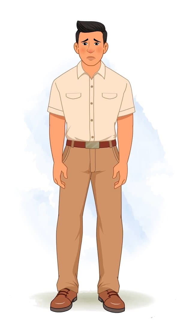 A casual sad office guy animated vector cartoon character AKA Peter