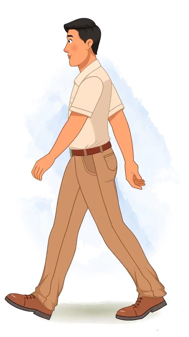 A casual office guy walking animated vector cartoon character AKA Peter