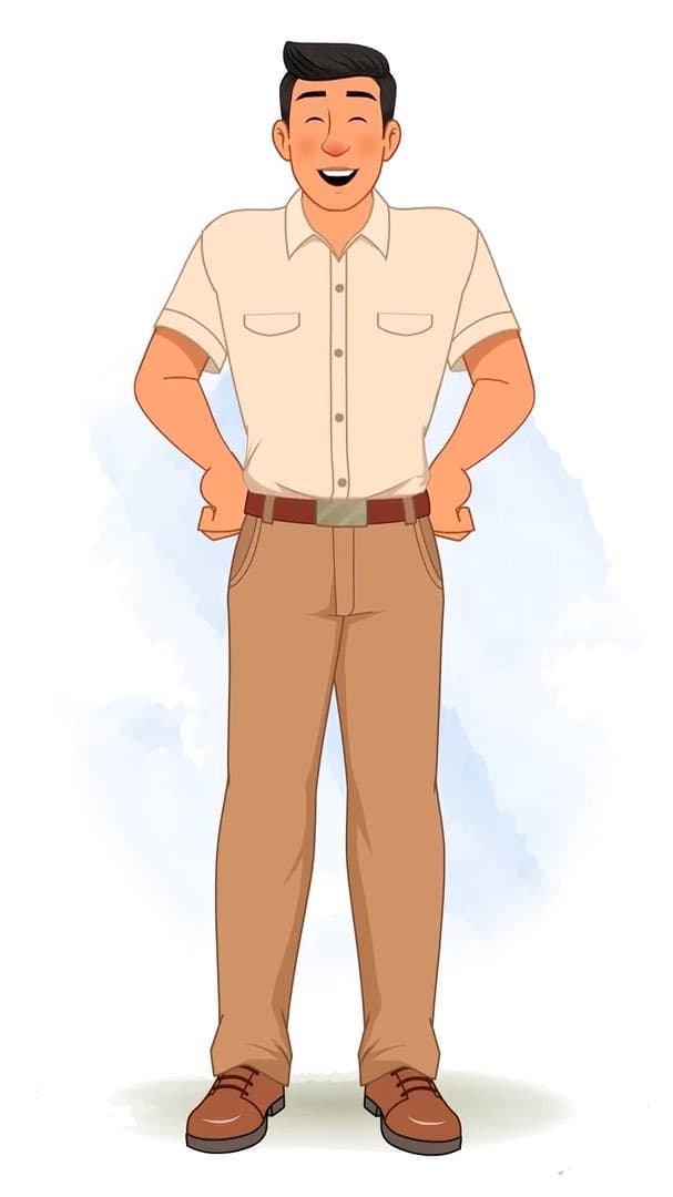 A casual office guy laughing animated vector cartoon character AKA Peter