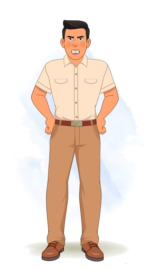 A casual angry office guy animated vector cartoon character AKA Peter