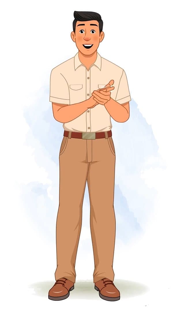 A casual office guy clapping animated vector cartoon character AKA Peter