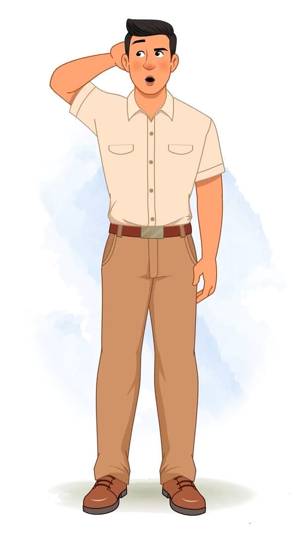 A casual confused office guy animated vector cartoon character AKA Peter