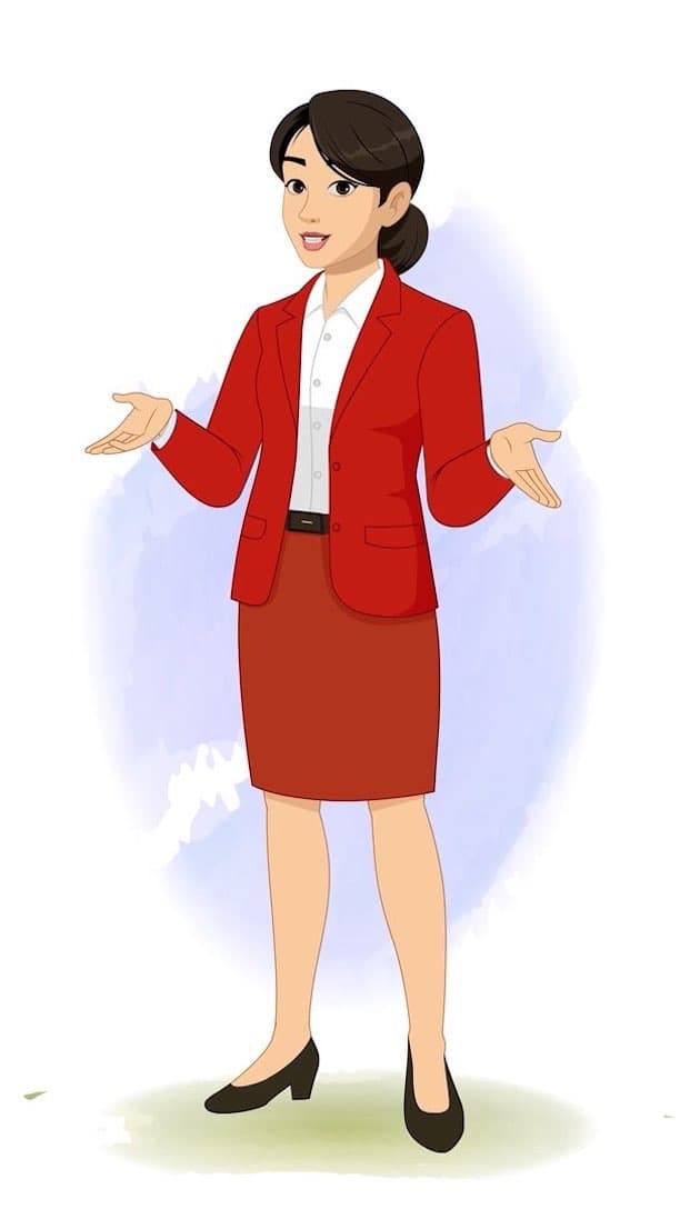 A young lady in red dress talking animated cartoon character vector AKA Peggy