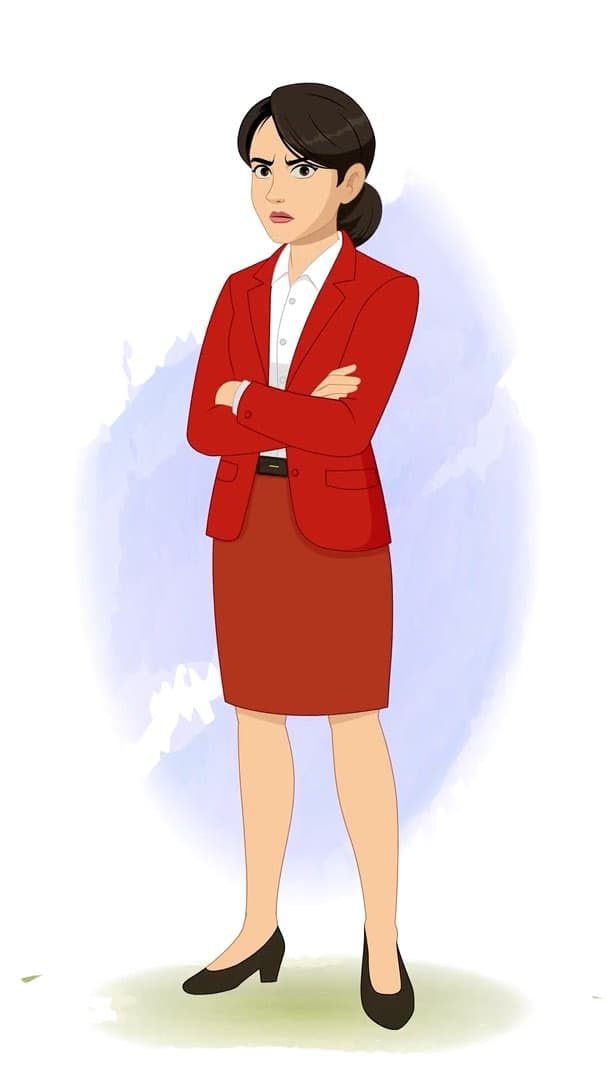 An angry young lady in red dress animated cartoon character vector AKA Peggy