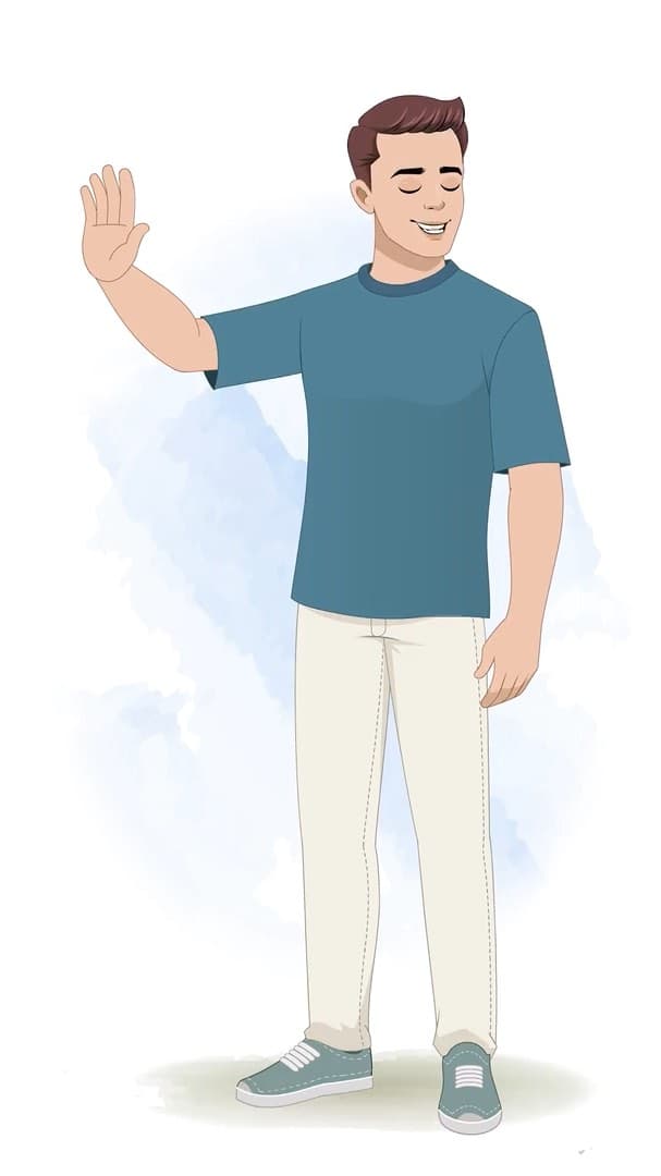 A man in casual clothes saying no animated vector cartoon character AKA Taylor