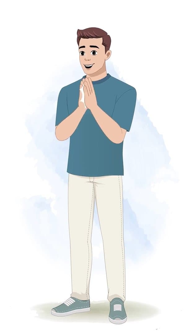 A man in casual clothes clapping animated vector cartoon character AKA Taylor