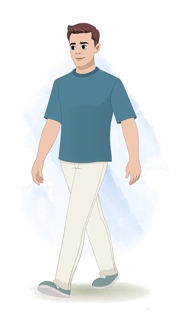 A man in casual clothes walking animated vector cartoon character AKA Taylor