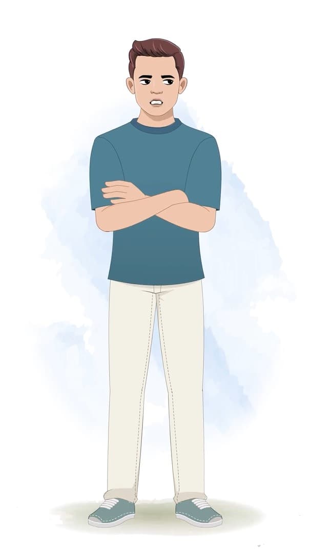 An annoyed man in casual clothes animated character cartoon vector AKA Taylor