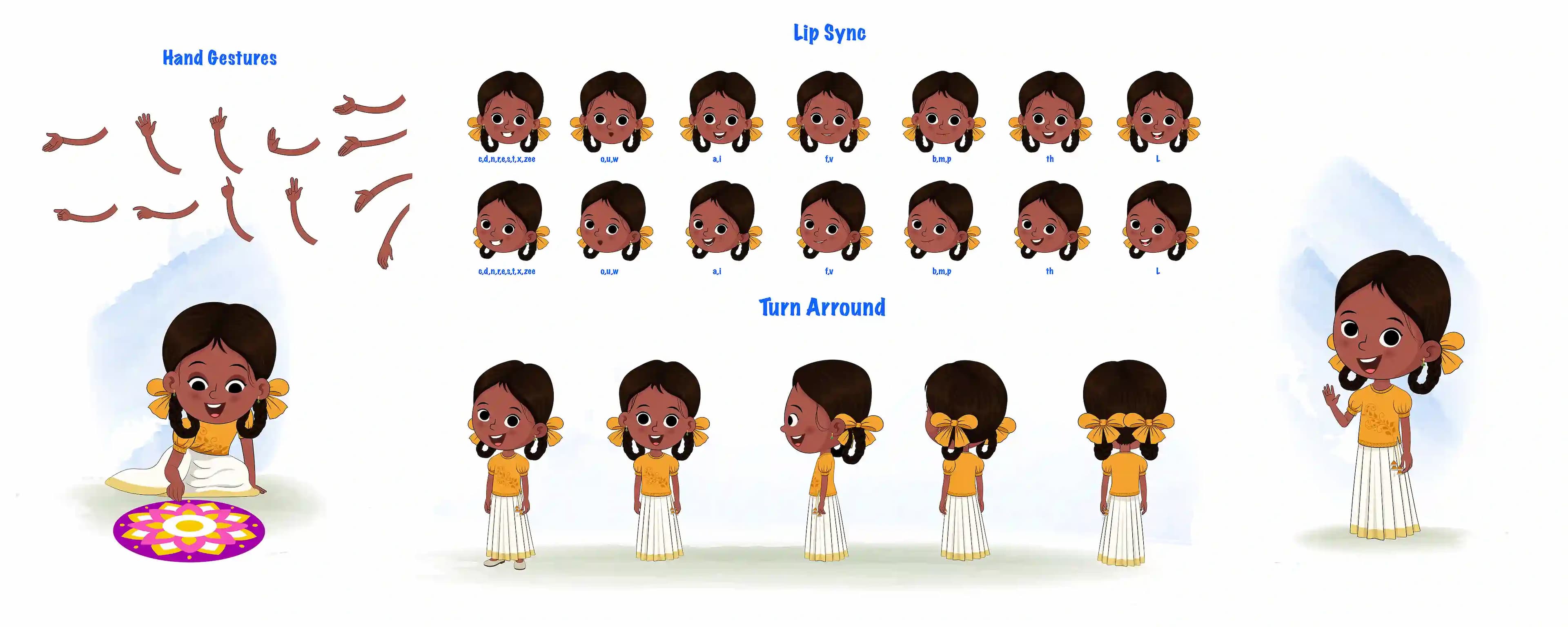 A little girl cartoon character construction/model sheet aka tara