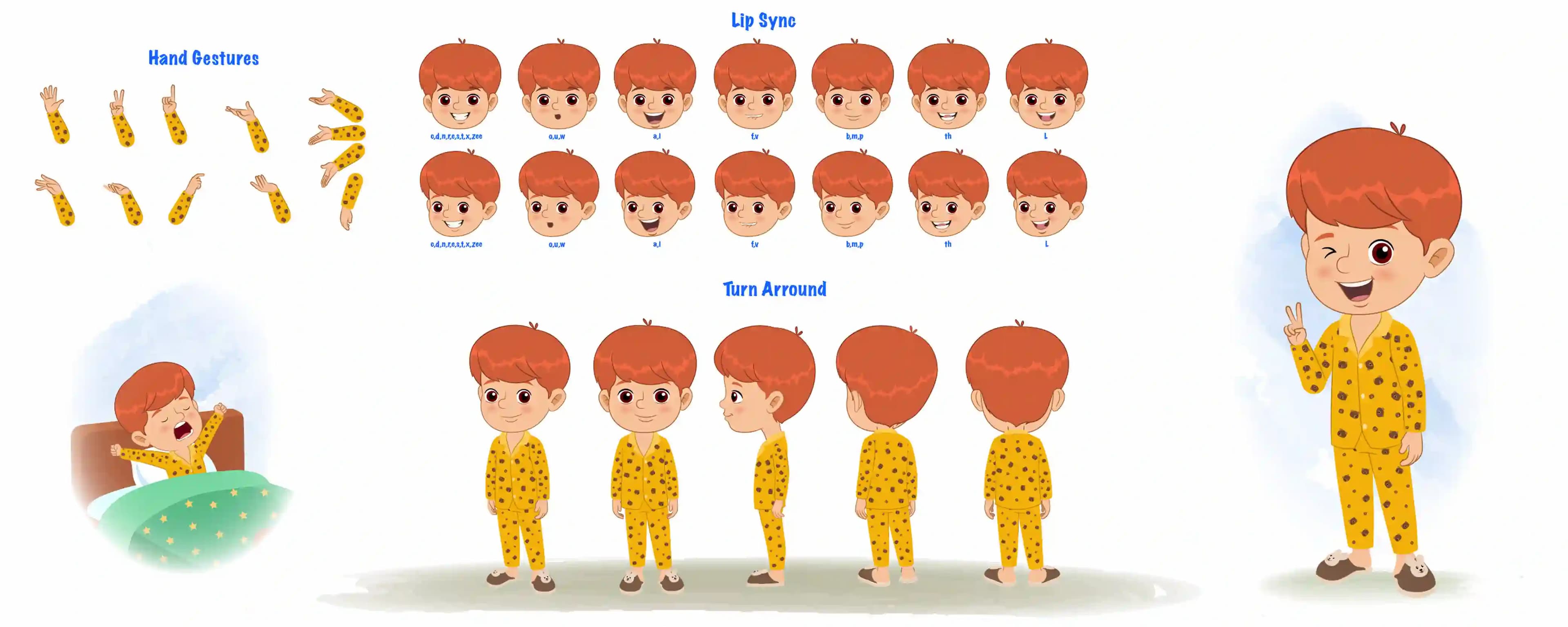 A little boy cartoon character construction/model sheet aka max