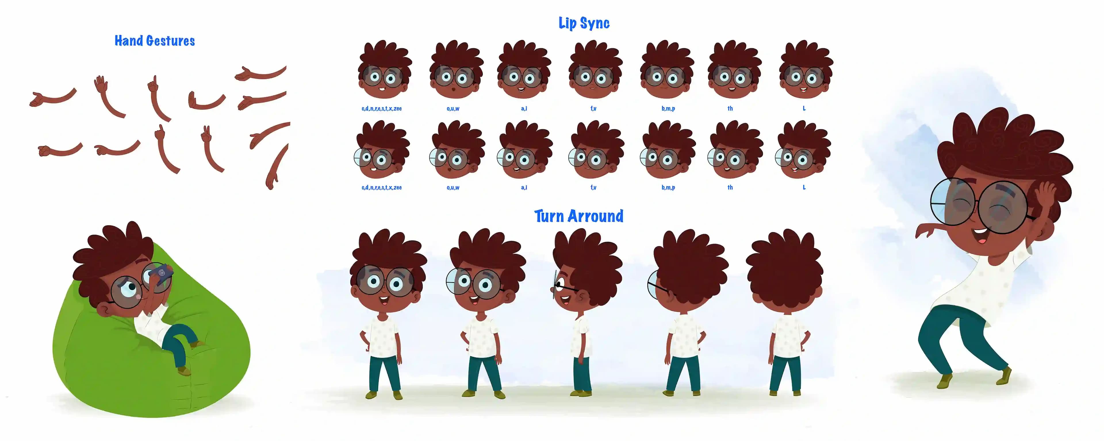 A pretty little boy cartoon character