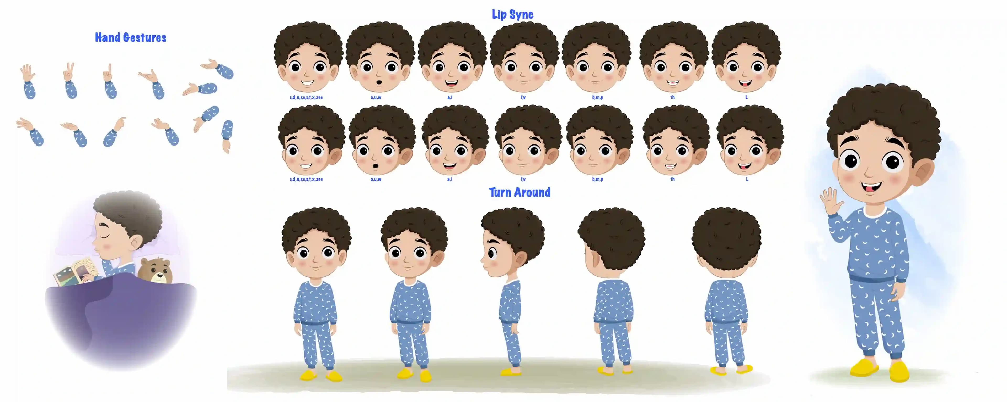 A boy cartoon character construction/model sheet aka sachin