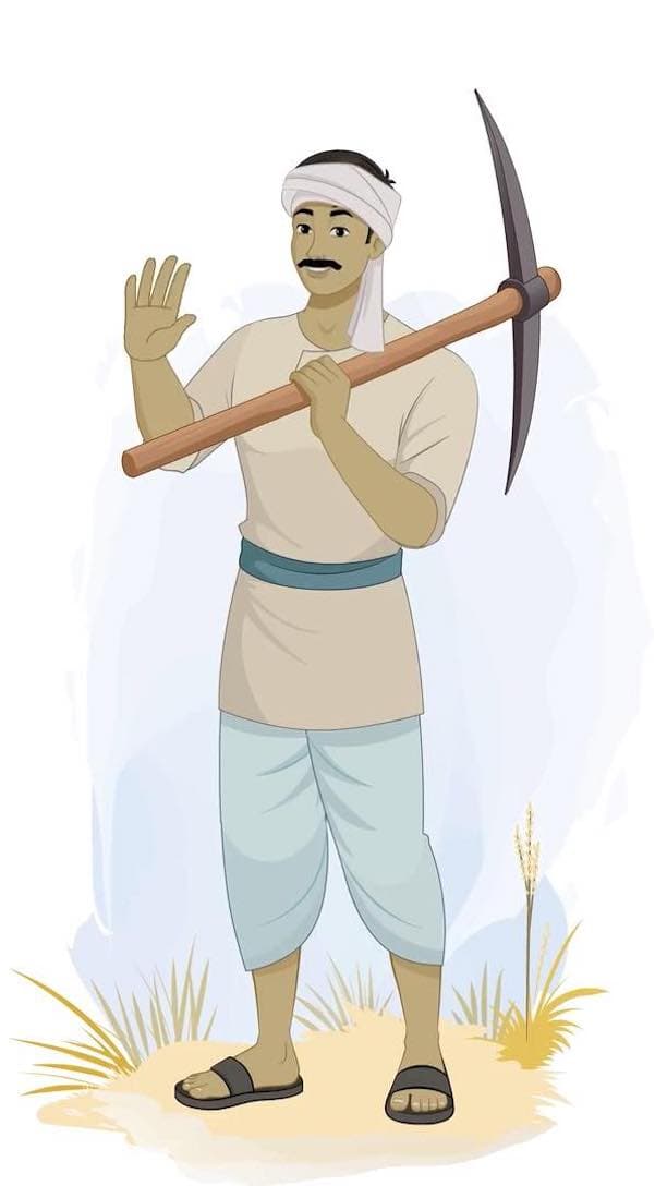 An Indian village man saying hi animated vector cartoon character AKA Bhola