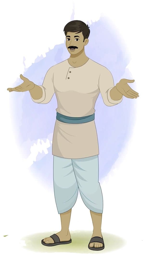 An Indian village man talking animated vector cartoon character AKA Bhola