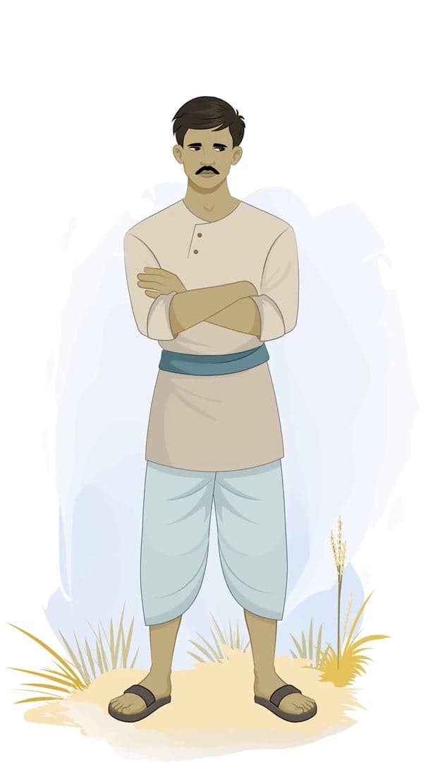 An annoyed Indian village man animated vector cartoon character AKA Bhola