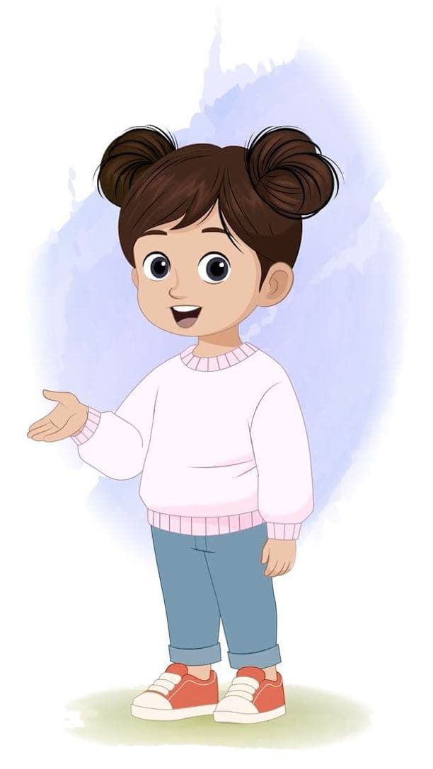 An adorable Indian girl talking animated vector cartoon character AKA Wamika