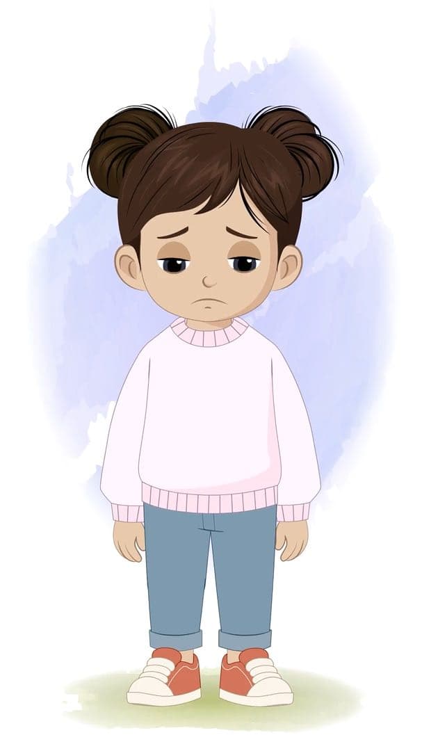 An adorable Indian sad girl animated character cartoon vector AKA Wamika