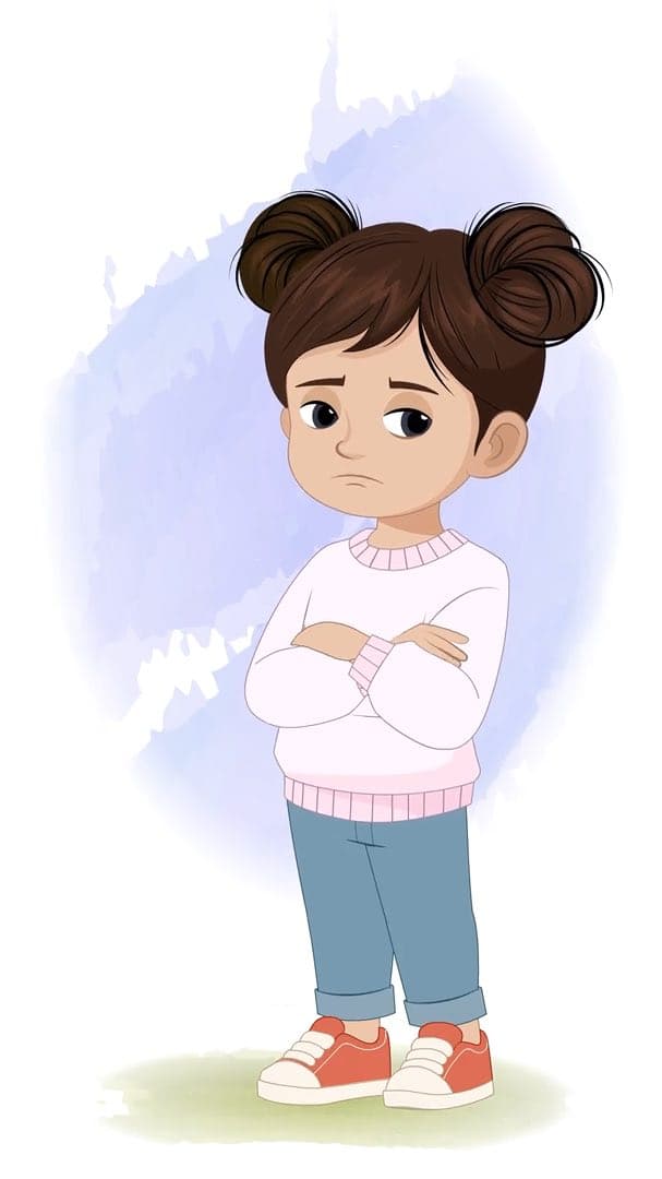 An adorable Indian annoyed girl animated vector cartoon character AKA Wamika