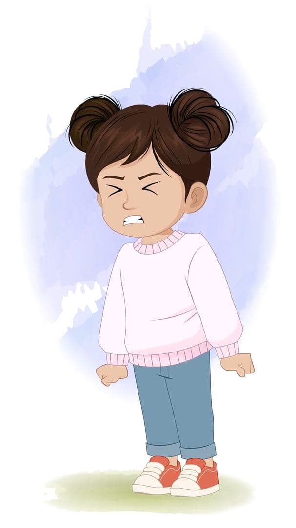 An adorable Indian angry girl animated vector cartoon character AKA Wamika