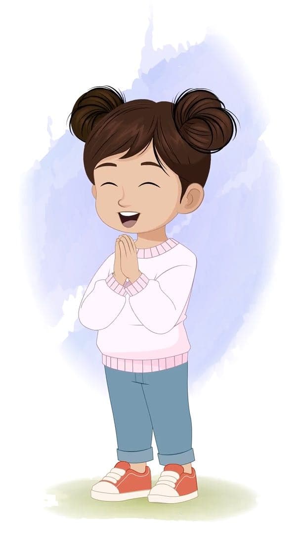 An adorable Indian girl clapping animated vector cartoon character AKA Wamika